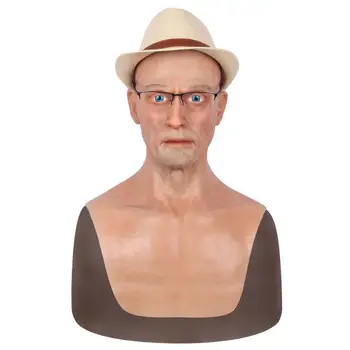 

Silicone Fake Head Mask Realisitic Breathable Handmade Old Man Mask for Halloween Cosplay Crossdresser Ajusen