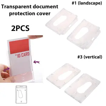 

2pcs Transparent ID Card Cover ID Card Protector ID Card Holder Premium Labels Enclosed Case Documents Install Portable