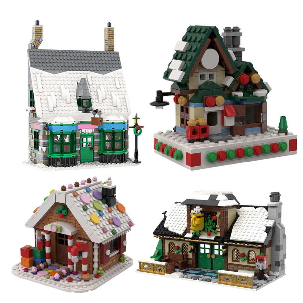 Moc Christmas Series Winter Village Post Office Building Blocks Kit Idea Assemblare Mattoni Di Casa Giocattoli Per Bambini Regali Di Compleanno