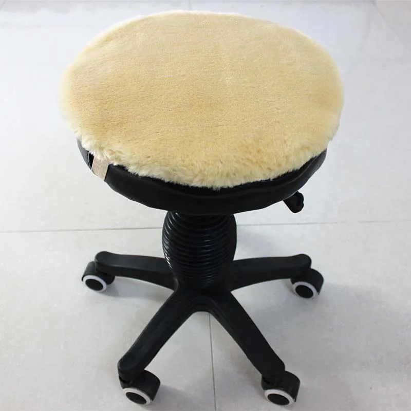 round beige Подушка для спины из искусственной шерсти, Круглый квадратный диванная подушка из искусственного меха, красный, серый, черный, розовый, белый мат «татами», подушки для офисных игр - Цвет: round beige