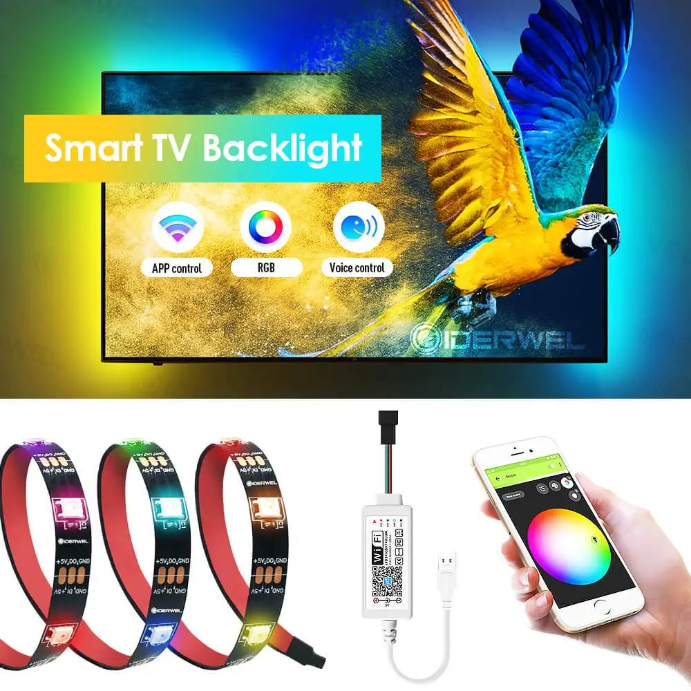 Magic Home WS2812b 5050 RGB светодиодные полосы Набор Wi-Fi приложение управление адресуемый светодиодный пиксельный фоновый свет телевизора IOS Android Alexa Google