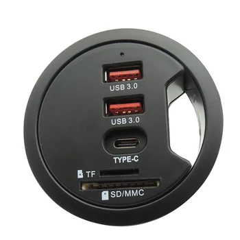 

USB Hub Home Office Table Grommet Mounted USB Extender with Type-c Port SD TF Card Reader