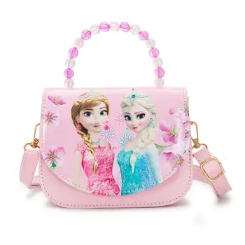 

Disney cartoon Lovely Girls Frozen handbag cartoon PU Princess bag Fashion glitter magnetic button Bags