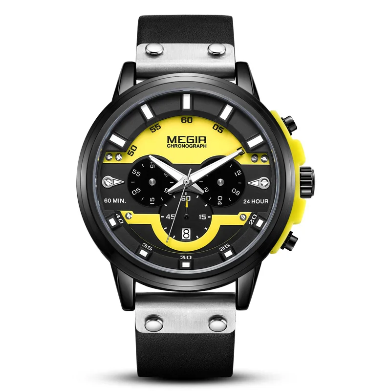 

Popular Brand Natural Detox Gainer Megir MEN'S Watch Sports Fashion Multi-functional Calendar Genuine Leather Men's Quartz Watch