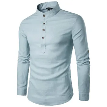 

ZOGAA Men Business Dress Shirt Long Sleeve Undershirt Slim Pure Color White Shirt 2020 New Fashions Stand Collar Mens Shirts