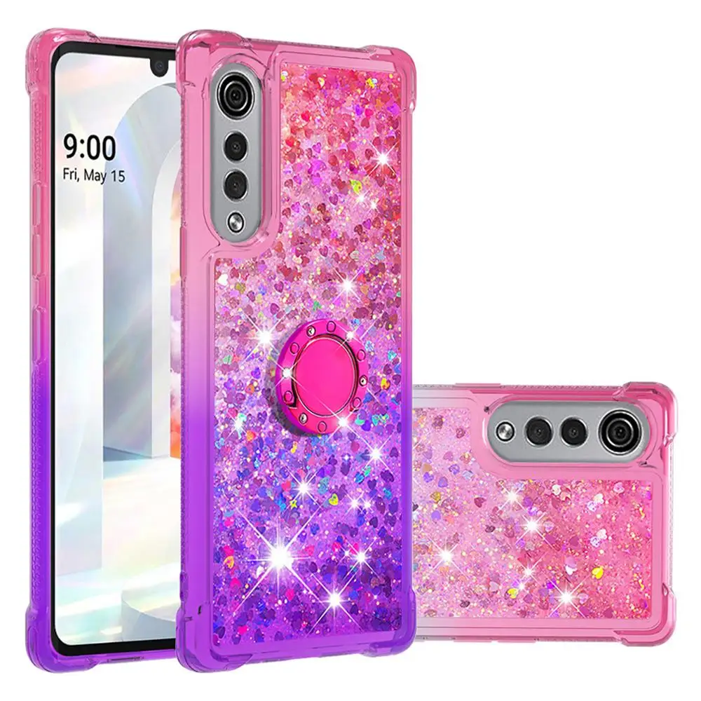 Для LG Velvet 4G 5G / G9 бархатный чехол с держателем для кольца на палец градиентный