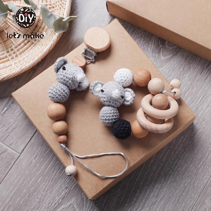 

Children's Toys Bracelet Pacifier Chain Crochet Elephant Patent Baby Pacifier Clip Accessories Feeding 2pcs/set Gift Let's Make