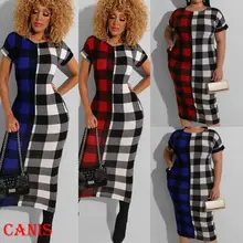 UK Женская клетчатая рубашка с длинным рукавом, длинное миди облегающее платье, топ размера плюс