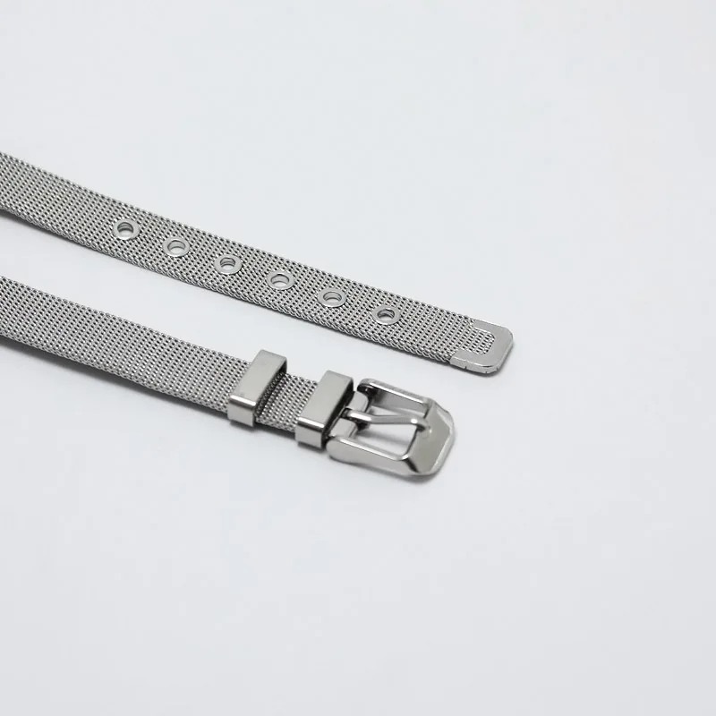 Браслет мужской скользящий сетчатый Браслет Серебряный DIY wrists из нержавеющей стали Мужской Bileklik Pulseira браслет байкера