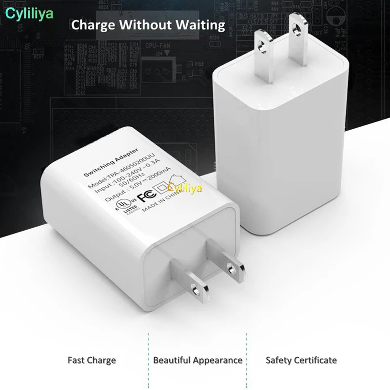 100pcs UL FCC Certified US Plug 5V 1A 2A USB Fast Charger Travel Wall Charger Mobile Phone Fast Charging Power Adapter