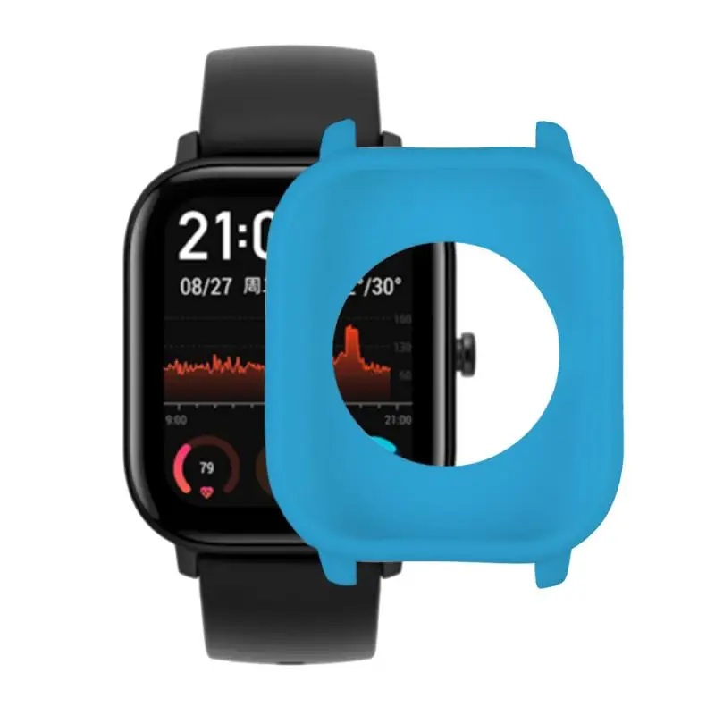 Защитный чехол для смарт-часов Xiaomi Huami для Amazfit GTS, чехол для часов, мягкий силиконовый корпус, аксессуары для умных часов - Цвет: 天空蓝