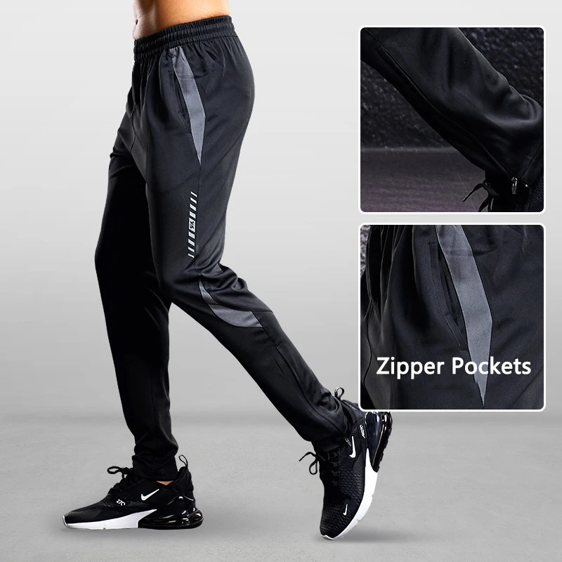 Soccer Pants Soccer Training Pants Sport Pants Men Athlete Sports Jogger Training Track Fitness Casual Pants Trousers with Zippered Pockets