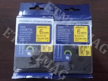 

Label TZ TZe-611 Compatible P-touch Label Tape AZe-611 Black On Yellow Standard Laminated Tapes 6mm(0.24 Inch) x 26.2 Feet