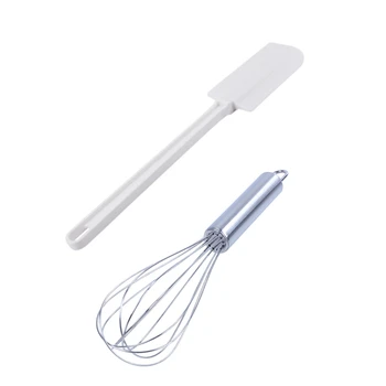 

Stainless Steel Egg Beater Whisk Tool 8 Inch Length & plastic Ended Spatula 14in 355mm Kitchen Baking Spatula