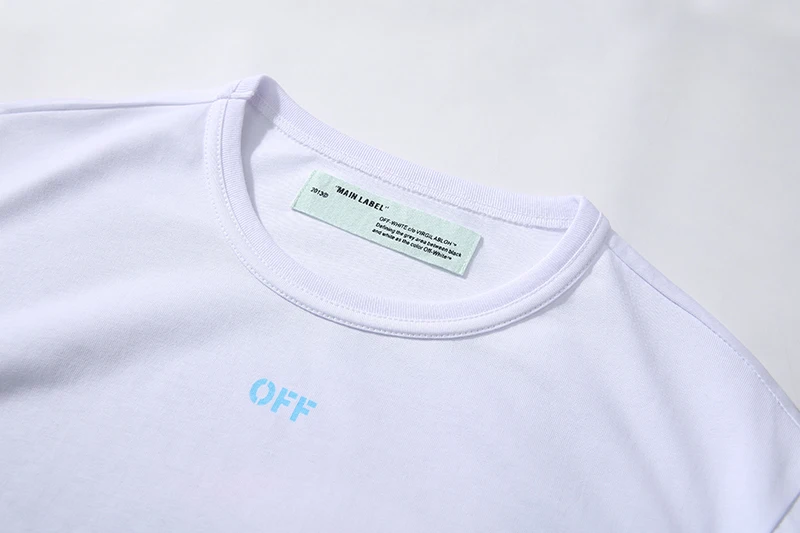 Ограниченная серия, греческий закат, кокосовое дерево, 19ss, Off-White OW, для мужчин и женщин, для влюбленных, Модная хлопковая футболка с круглым вырезом и коротким рукавом