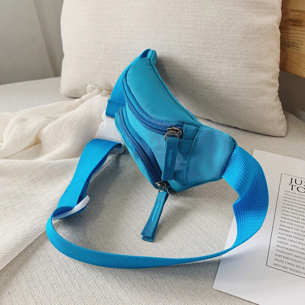 2019 Hot Sale Solid Color Child Joker Crossbody Waist Purse Cartoon Canvas Zipper Chest Bags Pocket Pocket Shoulder Bag 826