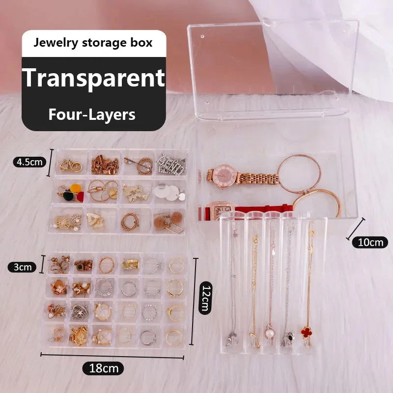 Acrylic Jewellery Organizers Dustproof Jewelry Storage Box Earring Rings Necklace Large Space Jewellery Case Stand Holder Decor