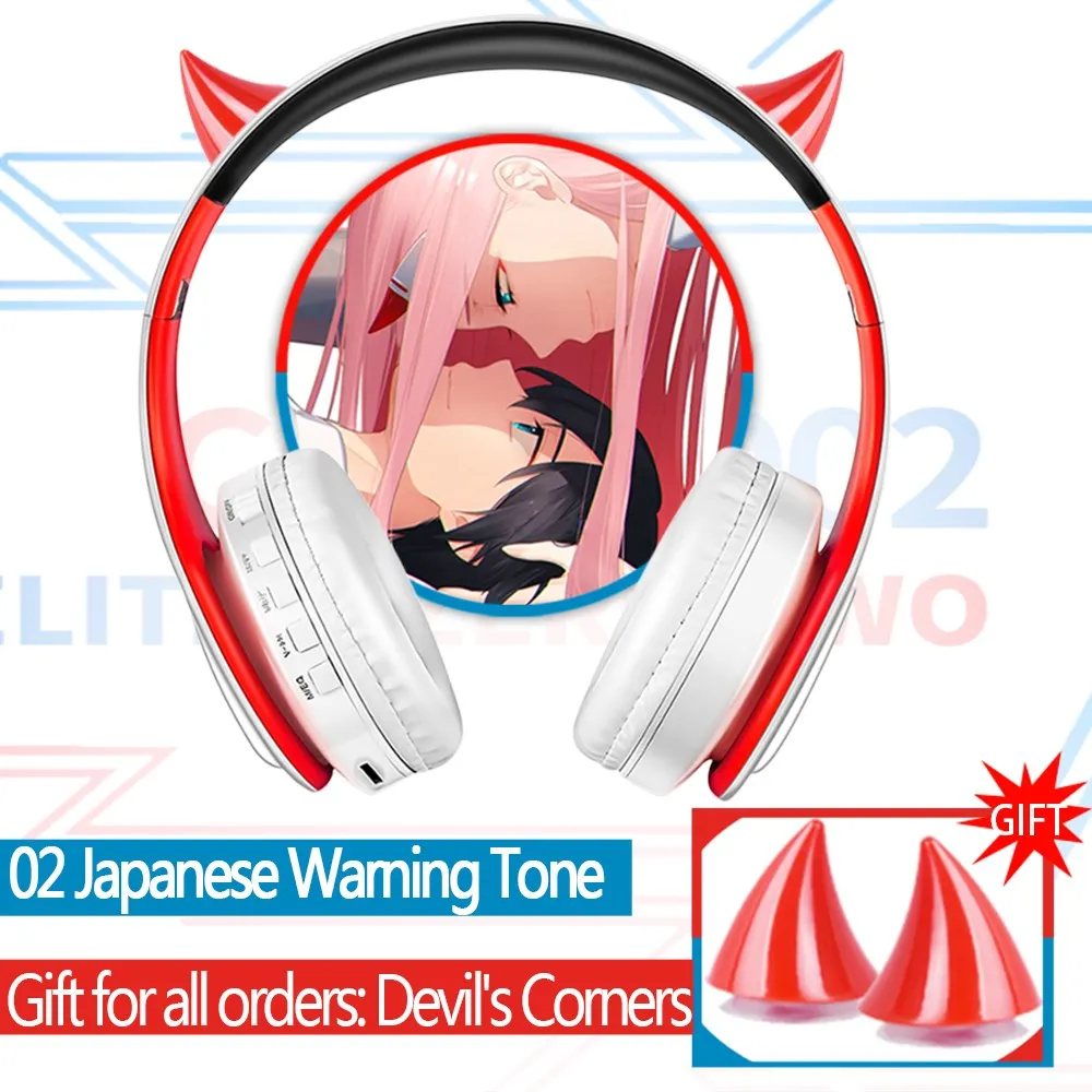 Dica sem Fio Fone de Ouvido Cartão do Telefone Cosplay Anime Darling Franxx 02 Tom Bluetooth Cabeça Montado Plug in Móvel Fones no - Image 4