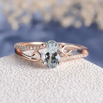 

TF-298 Fashion Crystal Shape Rose Gold Wedding Ring Elegant Female Oval Engagement Finger Ring for Bridal Christmas Gift Jewelry
