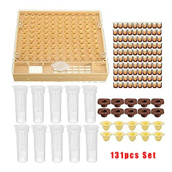 

131pcs/Set Beekeeping Cup Kit 100 Cell Cups Bee Tool Queen Rearing System M4R7 Brown Cell Cup Holder