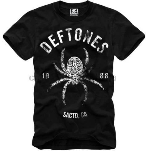 

E1SYNDICATE T-SHIRT DEFTONES VINTAGE SPIDER NU METAL BLACK Hipster Tees Summer Mens T Shirt