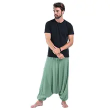 

2021 Sarouel Unisex Harem Pants Oversized Bloomers Stacked High Waist Drop Crotch Yoga Fitness Trousers