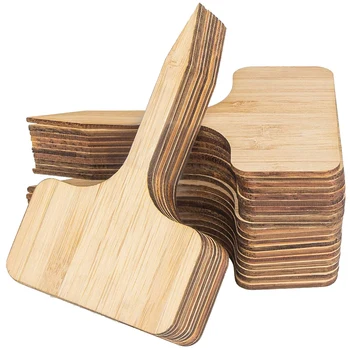 

Hot 100 Bamboo Plant Labels (6 X 10 Cm) Floral Card Multi-Meat Label Board Insert Clay Bamboo Landscape Signage Tag T-Type Plant