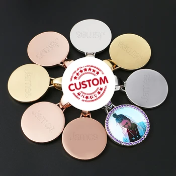 

Purple Crystal Custom Made Photo Medallions Pendant Necklace 4mm Tennis Chain Iced Out Cubic Zircon Men's Hip Hop Jewelry