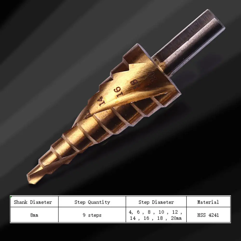 1 шт. 4-12 4-20 4-32 мм HSS титановые спиральные рифленые ступенчатые сверла треугольный хвостовик для металла высокоскоростные стальные ступенчатые конусные Сверла инструмент