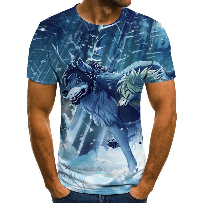 Mens Tee 3d t Shirt Summer Wolf Animal Printing Short Sleeve T-Shirt Blouse Tops Male Funny T Shirts 3D Plus Size | Мужская одежда