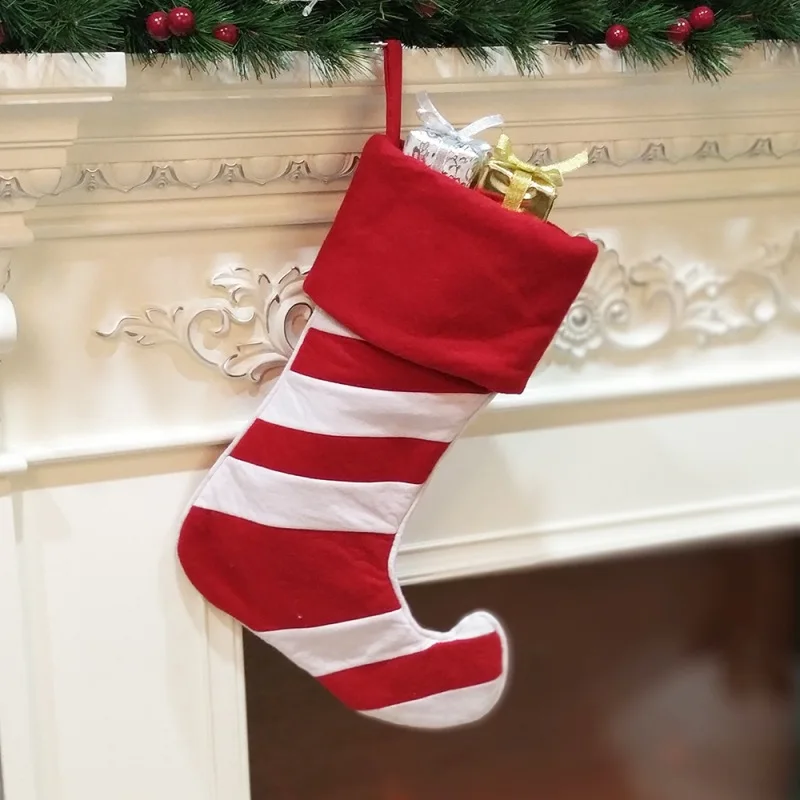 

Knitted Christmas Stockings Gift Holder Hanging Xmas Tree Fireplace Hanging Ornaments Decorations Lovely Gift Bag 2019
