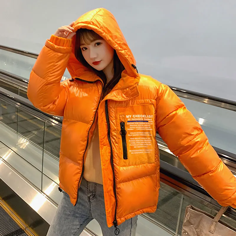 

Down padded jacket women's winter short warm Korean fashion shiny padded puffer jacket cotton-padded clothes