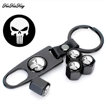 

KUKAKEY Metal Alloy Car Wheel Tire Valve Stem Caps Skull Punisher Anti Theft Tyre Valve Dust Caps For Fiat 500 Lego Grande Punto