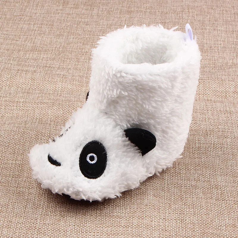 Panda White Детские сапоги; бархат кораллового цвета; из овечьей шерсти детские сапоги теплая детская обувь зимняя мультфильм милый для маленьких девочек; сезон зима детская обувь для детей 0-18 месяцев - Цвет: Panda White