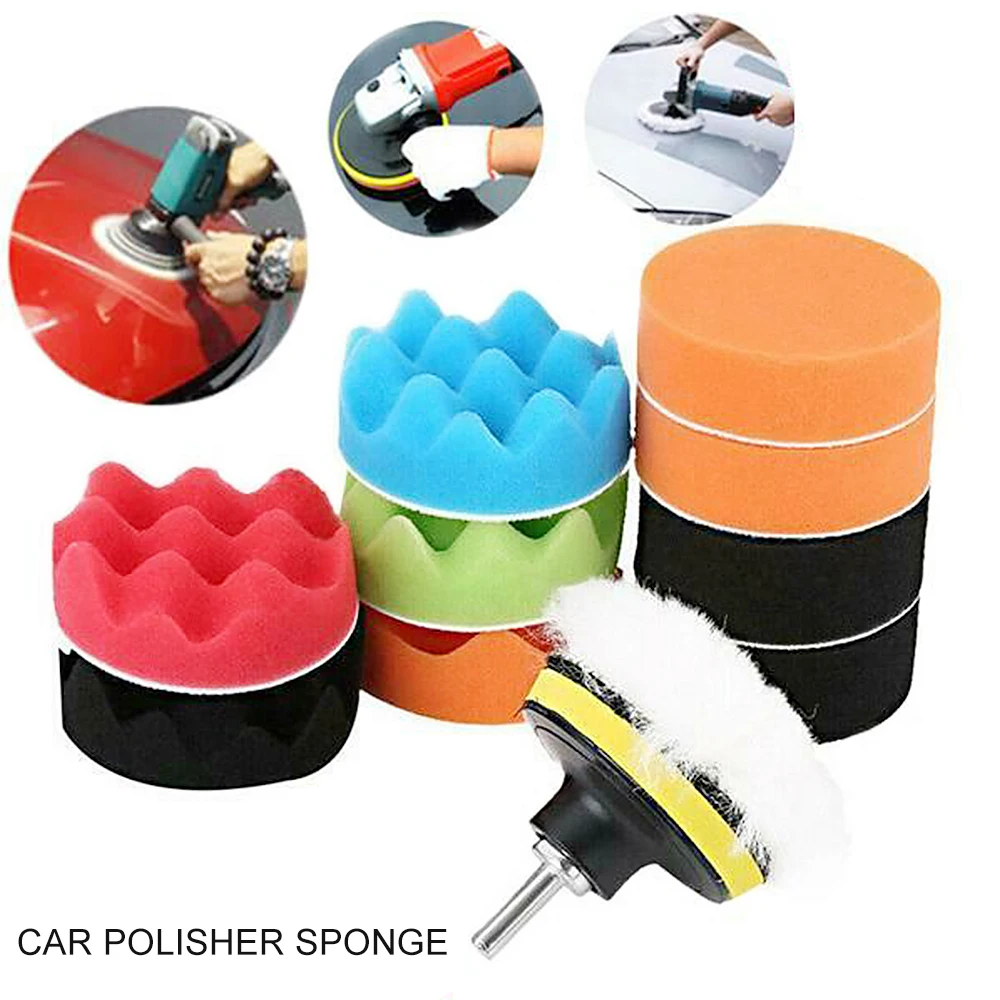 

12pcs 3'' Sponge Car Polisher Waxing Pads Buffing Kit for Boat Car Polish Buffer Drill Wheel polisher Removes Scratches