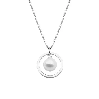 

925 Sterling Silver Necklace Pearl Circle Pendant Necklace For Women's Temperament Simple Clavicle Chain Fine Jewelry