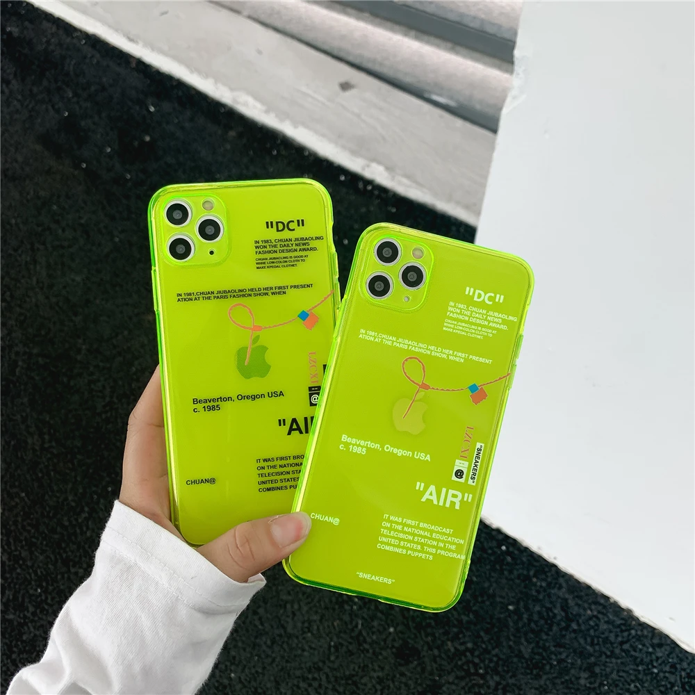 Luxury fluorescent street sport Trend Brand Soft Silico phone case for iPhone 12 mini11 Pro X XS MAX 7 8 plus label white cover cute iphone 7 cases