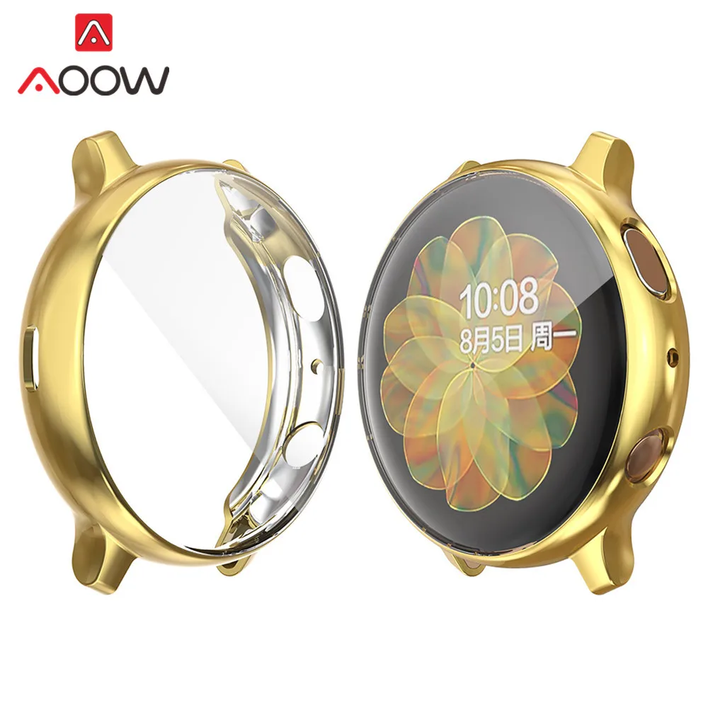 Gold Защитный чехол для samsung Galaxy Watch Active2 44 мм 40 мм R830 R820 мягкий силиконовый защитный чехол на весь экран Active 2 - Цвет ремешка: Gold