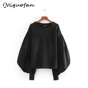 

Miguofan Women blouse lantern long sleeves blouse shirts casual elegant tops black blouse shirts new vetement femme ladies tops