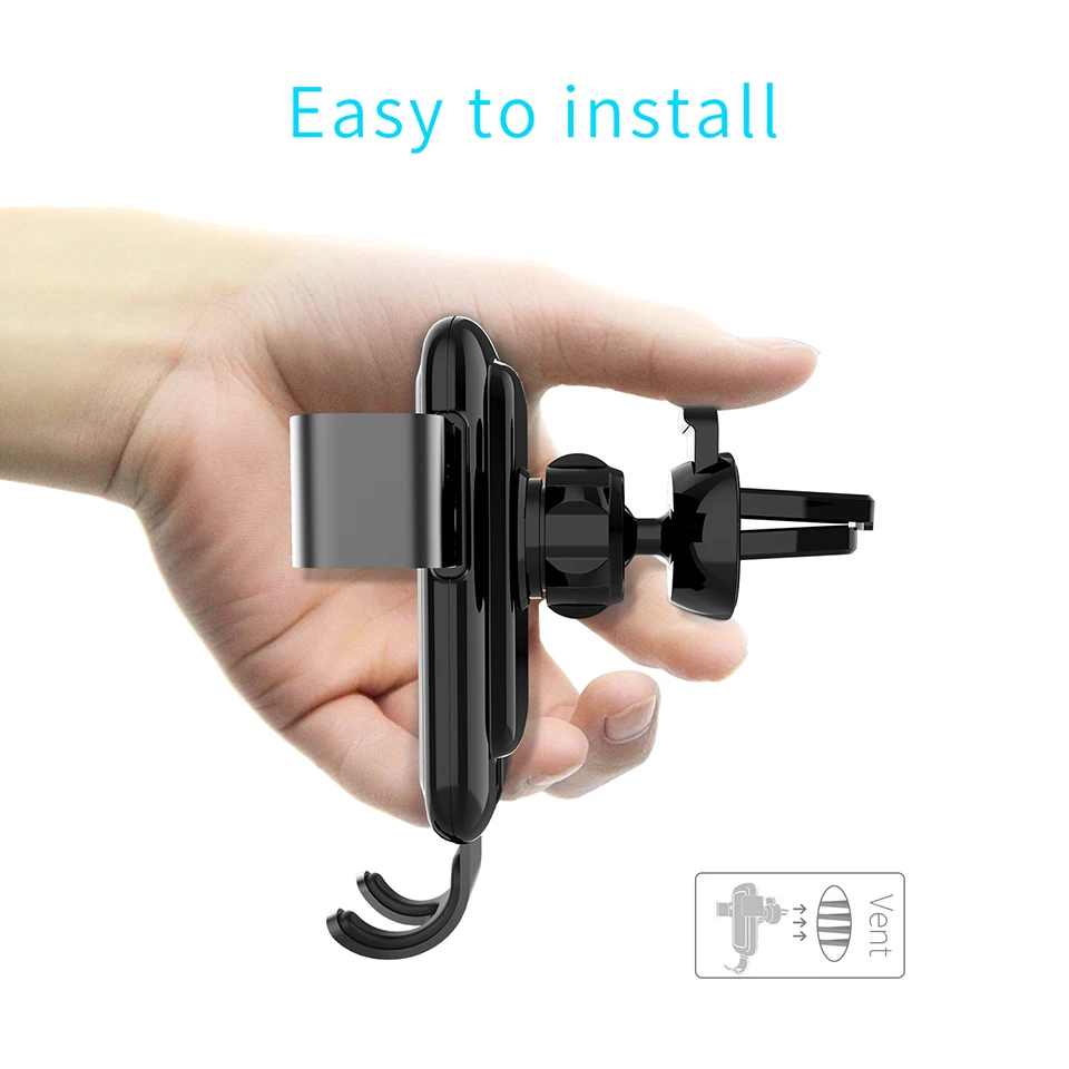 Licheers Qi Беспроводное зарядное устройство Gravity Air Vent автомобильное крепление Беспроводная зарядка для samsung iPhone X XR XS MAX 8 в автомобильный держатель телефона
