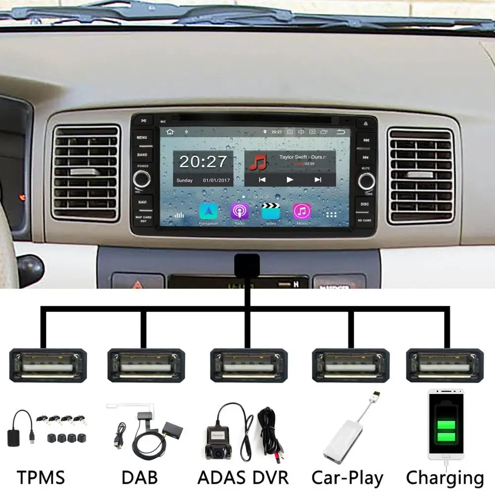 5 USB Android 9,0 Восьмиядерный автомобильный dvd-плеер для Toyota Camry Corolla Highlander Prado Tundra Sequoia Rav4 Hiace автомобильный Радио gps DSP