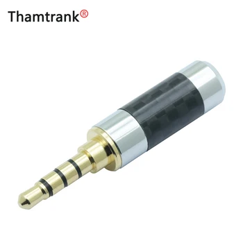 

10pcs/lot 3.5mm 4 Poles Male Plug Carbon Fiber Shell 4 Pin 3.5mm Stereo Plug Soldering Headphone Wire Connector for 6MM Cable