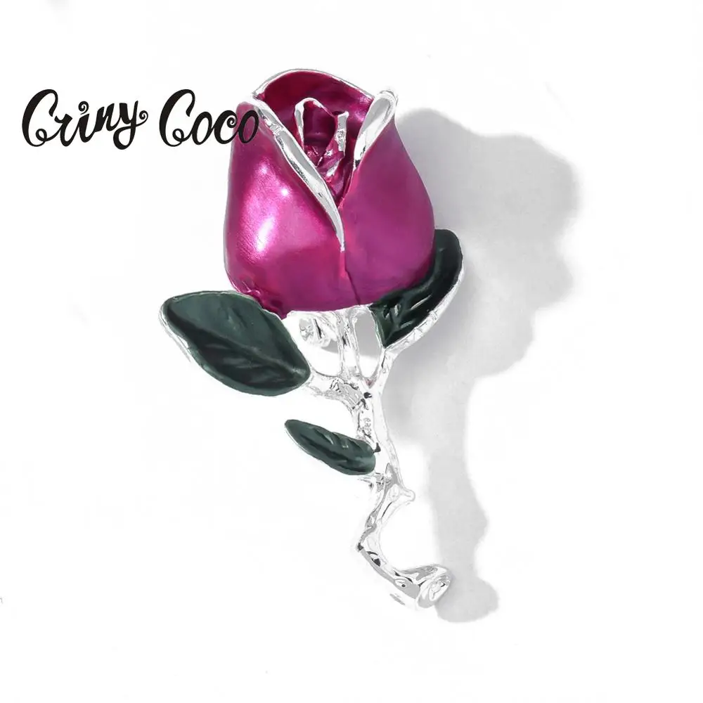 

Cring Coco Vivid Rose Flower Brooches Pins for Women Pin Elephant Mother's Day Gifts Fashion Red Enamel Plant Brooch Jewelry New