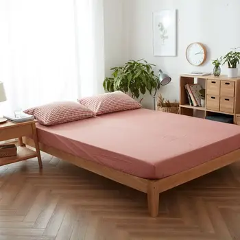 

100% cotton Fitted Sheet non-slip mattress cover Four Corners With Elastic Band Solid color bed cover Multicolor optional