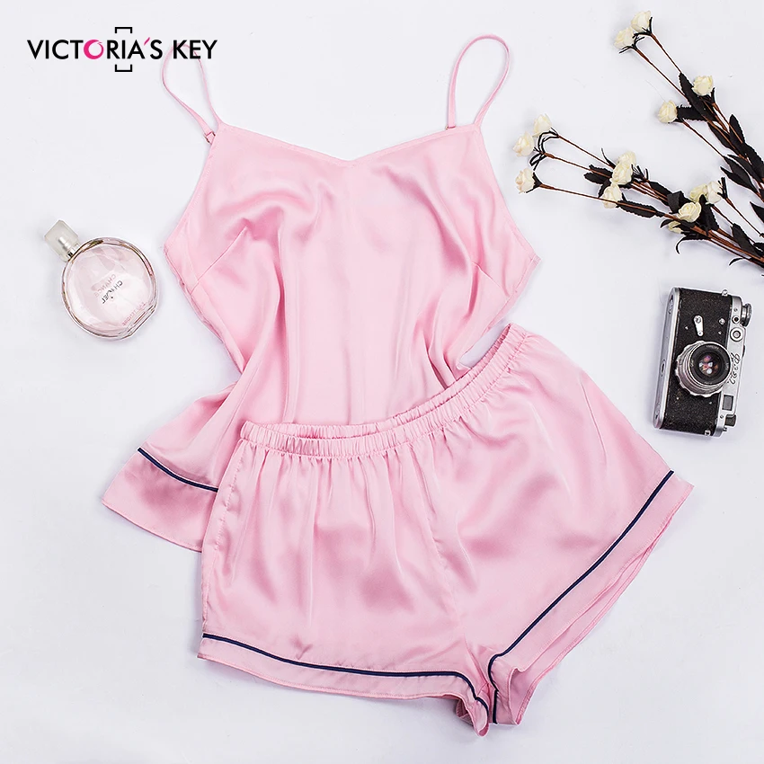 VICTORIA'S ключ розовый V Ночная Пижама с горловиной без рукавов из искусственного