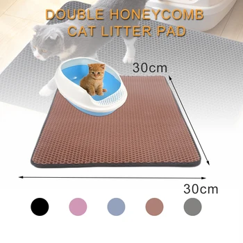

Cat Litter Mat Litter Trapping Mat Honeycomb Double-Layer Design Waterproof Washable Litter Mat, Easy Clean Scatter Control
