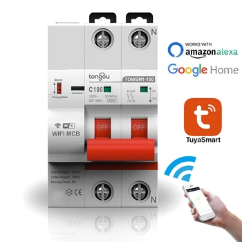 

Tuya WiFi Smart Circuit Breaker Timing Smart Reclosing Switch Remote Voice Control Short Circuit Over/under Voltage Protection