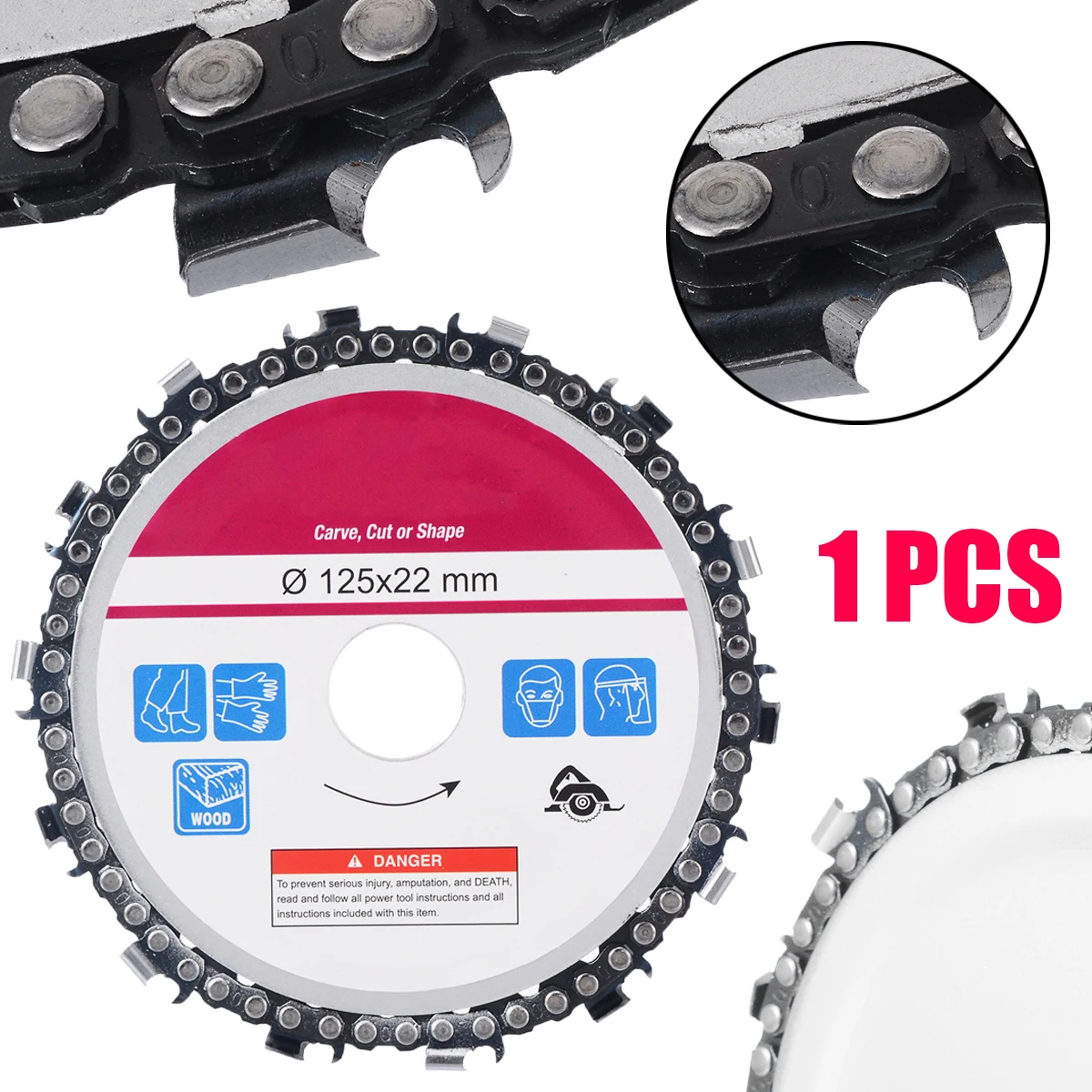 LAMEZIA 5 Inch 22mm Diameter 14 Tooth Chainsaw Disc For Angle Grinders Circular Saw Blade Wood Cutting Steel Carving Cut Carve