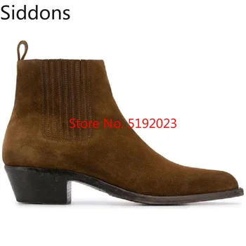 

Winter Fashion Men Leather Chelsea Boots Suede Pointed Toe Ankle Dress Boots Male Casual Zapatos De Hombre D158