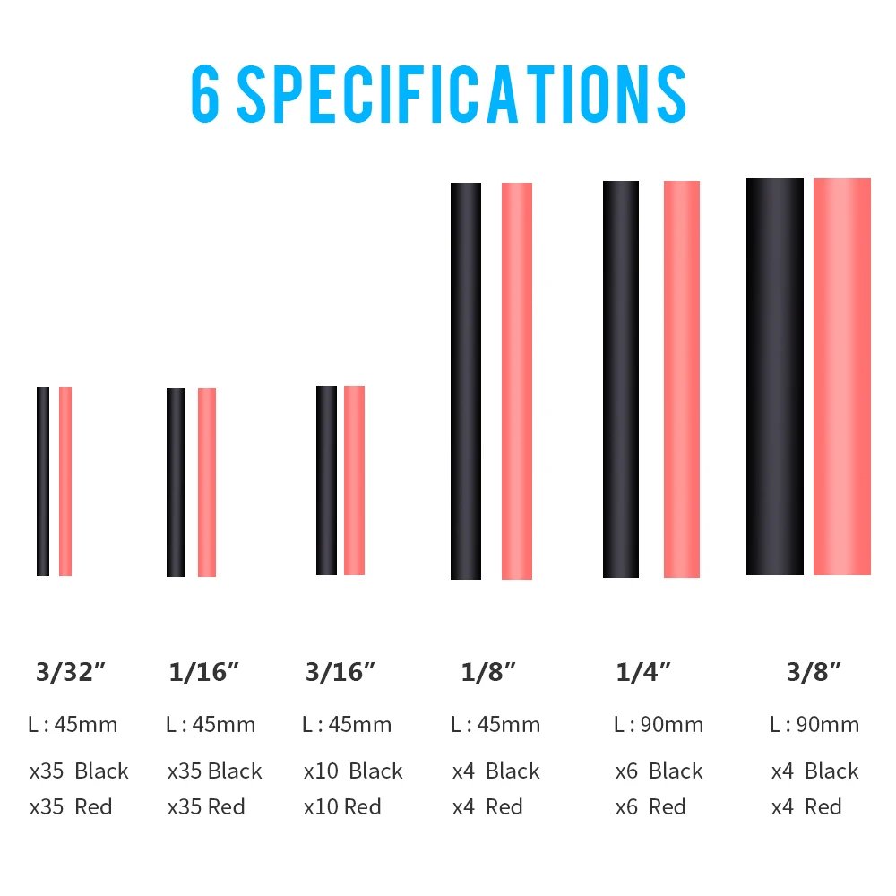 MICTUNING 270 шт 3:1 термоусадочные трубки Набор 6 размеров 2 цвета многоцелевой для DIY двойной стены клей трубка комплект с коробкой для хранения